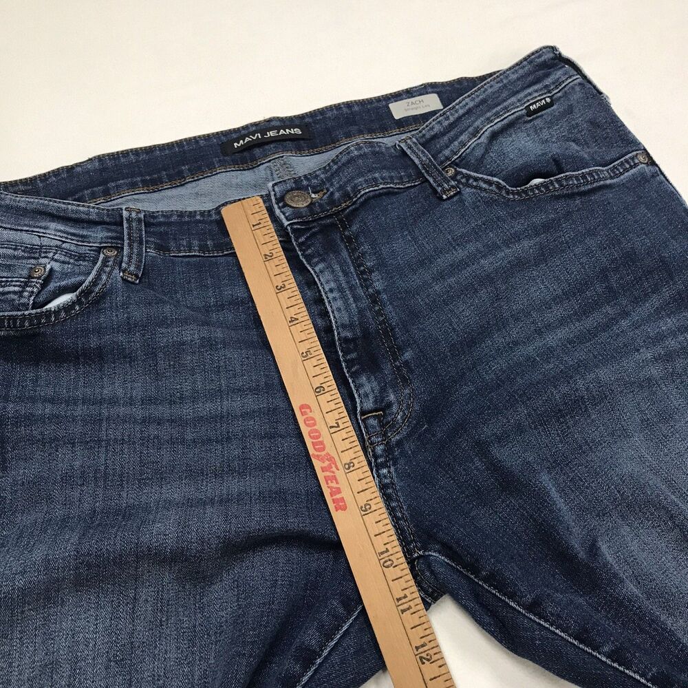 MAVI Zach Jeans Men 38x32 Straight Regular Fit Stretch Whisker Wash Blue Denim - Picture 15 of 16